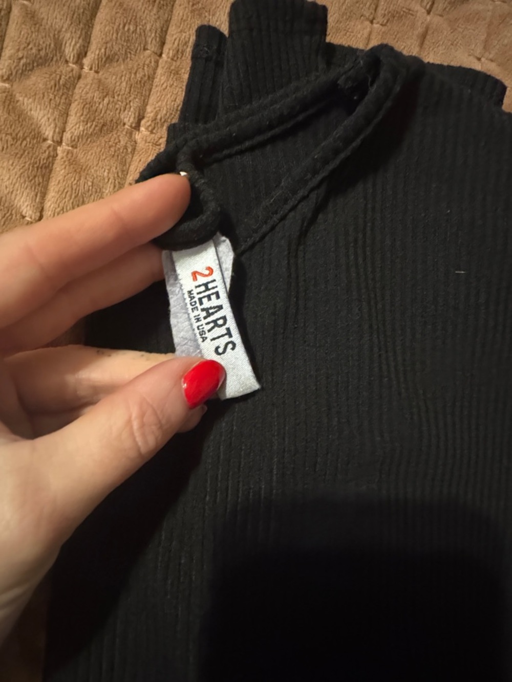 Women's Black Ribbed Flutter-Sleeve Tee - Picture 2 of 2